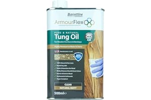 Barrettine Pure & Natural Tung Oil (500ml) - Food & Toy Safe, Additive-Free Tung Oil for Wooden Furniture & Worktops, Enhances Natural Colour of Wood with a Clear Matt Finish