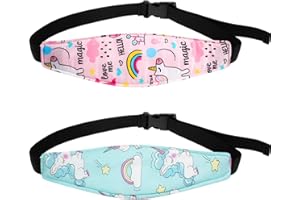HESTYA 2 Poggiatesta Fascia di Supporto per Testa Seggiolino Auto per Bambini Poggiatesta per Dormire sul Sedile Passeggino Fascia per Testa in Rilievo per Collo (Blu e Rosa, Unicorno e Delfino)