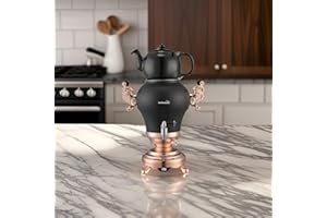 Kochmaster Nostaji Samoware Edelstahl, Teemaschine,Teekannen Set, 3.5L Türkische Teekanne, XXL Induktionsgeeignet Wasserkocher