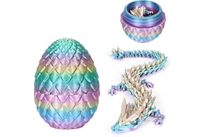 VIMAZ 3D Printed Dragon with Egg,3D Printed Gem Dragon with Detachable Mystery Dragon Scale Egg Kids Adults Fidget Toys for Autism/ADHD 11.8'' Gem Dragon 5.1'' Scale Egg(Random Rainbow)