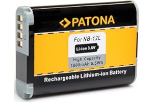 PATONA - Zamiennik do Canon NB-12L (prawdziwe 1800 mAh / akumulator litowo-jonowy o wysokiej wydajności) najnowszej generacji 100% kompatybilny