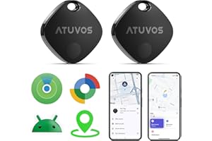 ATUVOS Dual System Air Tracker Tag PRO 2 Pack, Smart Key Finder Works with Android Google Find Hub or iOS Apple Find My APP, Bluetooth Item Locator for Luggage, Suitcase, Bags