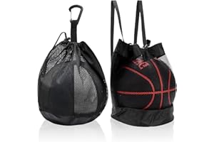 TYFYH 2 Stück Ballnetz, Ballsack, Ballnetz 1 Ball, Basketball Tasche, Tragbare Balltasche mit Kordelzug, Basketball Bag, Volleyball Netztasche, Fußballnetz für Fußball Tennis Kinder Erwachsene