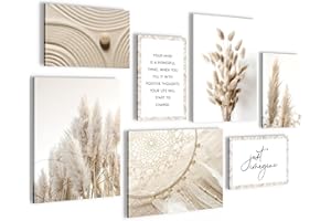 NOVART Tableaux - PRÊT À ÊTRE ACCROCHÉ - Tableau decoration murale - Herbe De La Pampa Salon Chambre - N020071a