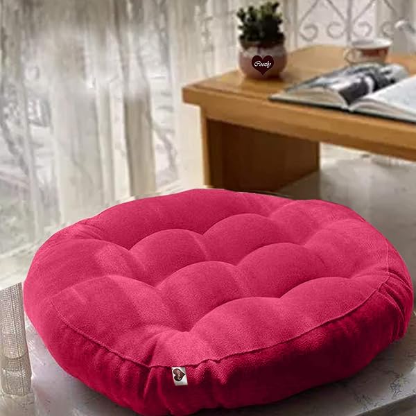 ZANYB Velvet Floor & Chair Cushions Set - 2 Pack Round Thick Pillow Pad For Office, Patio, Or Home - Burgundy - View #14