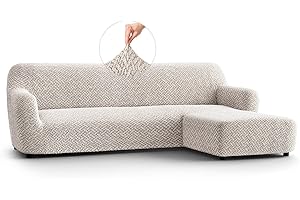 PAULATO BY GA.I.CO. PAULATO - Copridivano Penisola Destra (visto dal fronte) in Microfibra con Fantasia, Bielastico Antigraffio Lavabile in Lavatrice, Certificato OEKO-TEX, Disegno Venezia Naturale - Made in Italy