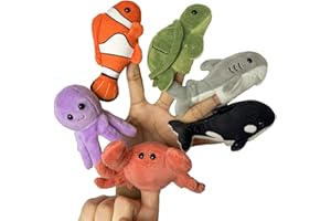 JUSTQUNSEEN 6pcs Finger Puppets Set, Cute Sea Animal Finger Puppet for Role-Playing Mini Hand Puppets Suitable for Kids,Sea Animal Puppets for Storytelling, Realistic Finger Puppet for Toddlers.