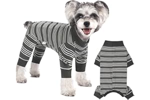 Larfraecy Traje de recuperación para cirugía Canina con Mangas y Patas largas,Bodysuit de Perro,Traje de Recuperación Quirúrgica para Perros,Alternativa al Collar Electrónico de Conos (Gris, L)