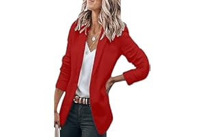 OMZIN Women's Office Blazer Work Casual Trendy Long Sleeve Lapel Open Front Oversized Jackets