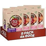 Purina One Mini meno di 10 kg Delicate Crocchette per Cani di Piccola taglia con Salmone e Riso, 8 Confezioni da 800 g