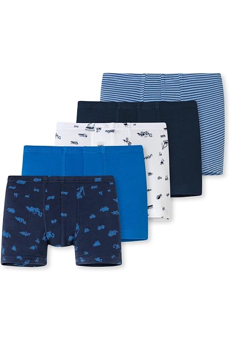Schiesser Jungen Unterhose 3er-Pack – Blau/türkis, Mit Hai-Motiv, 95% Baumwolle, Größe 128