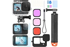 ShipeeKin Kit de Accesorios para Gopro Hero 12 11 10 9 Negro, Carcasa de Buceo a Prueba de Agua Flotante Mango de Cristal de película de Filtro Rojo de Silicona Cubierta Protectora con la Cubierta de