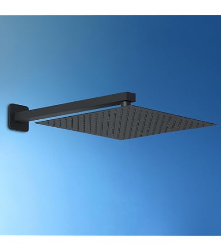 TRUSTMI Duscharm Gebogen 20,3 Cm – Edelstahl, Gebürstetes Nickel, Mit Flansch, Für Standard-Duschanschluss 1/2 Zoll NPT