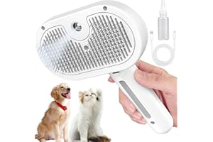 MINSHUXI Cepillo de Vapor Multifuncional 3 en 1 para Gatos y Perros Limpieza Autolimpiante Recargable Pelo Largo y Corto