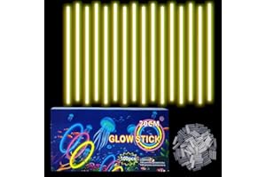 COSORO Braccialetti Luminosi Fluorescenti Giallo 100 Pezzi, Colorati Bastoni Bulk con 100 Connettori, Glow Sticks Bambini Adulti per Compleanno, Feste, Carnevale, Capodanno, Pasqua, Halloween