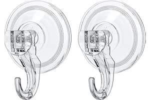 Shang Chiang Confezione da 2 ganci a ventosa, trasparenti, potenti ventose a pressione e blocco, ganci multiuso per doccia per porta d'ingresso, finestre, vetro, asciugamani da cucina, utensili in