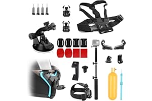 Shoot 26-in-1 kit d'accessoires avec Selfie Stick Pliable pour Caméra d'action Extérieure Gopro Hero 11/10/9/8 DJI OSMO Action Camera Crosstour Campark et Autres Caméras d'action