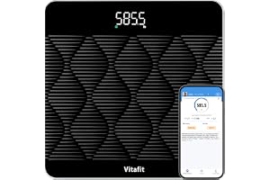 Vitafit 300kg Digitala Badrumsvåg Noggrannhet 0.05kg, Smart Kroppsvåg Svart | Professionell Fabrik Sedan 2001 Personvåg digital med BMI via APP, 8mm Halkfri Härdat Glas, 315*315mm, LED, 3xAAA Ingår
