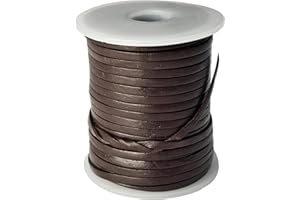 esnado Lederband flach | Breite 3 mm, Dicke 1 mm | Länge: 3 Meter | Farbe: Braun | ECHTES Leder - pflanzlich gegerbt | zum Basteln | Herstellung von Schmuck