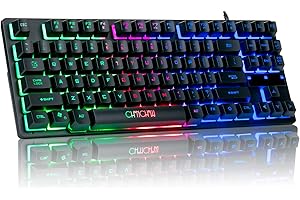 CHONCHOW 87-Key RGB Backlit Compact Gaming Keyboard - USB Wired Tenkeyless Keyboard for Laptop, PS4, Xbox, PC Gaming and Work