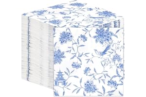 Talking Tables 100 szt. Chinoiserie niebieskie miękkie papierowe serwetki na urodziny, wesele, Boże Narodzenie, catering, naczynia, jednorazowe, nadające się do recyklingu, wyprodukowane w UE,
