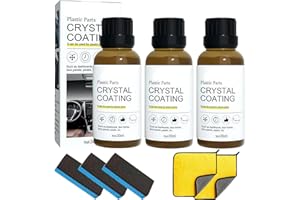 HEUIOP 3Pcs Crystal Coating Plastic Restoration, Car Plastic Restorer Polish & Refurbishing with Sponge and Microfiber Towels for Cars and Motorbikes for Automotive Exterior and Interior