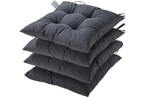 HAMO Garden Chair Cushions Outdoors Seat Pads, Set of 4, 40x40 cm, 16x16 inches (Graphite)