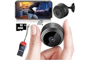 FABQUALITY Mini Spy Camera Wireless Hidden Home WiFi Security Cameras with App 1080P, Inc 32GB SD Card + Plus More. Visión Nocturna Movimiento Activado Interior Exterior iPhone/Android Teléfono Pequeña
