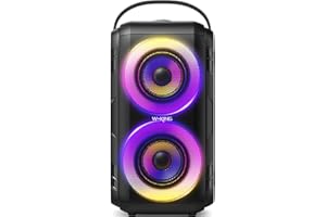 W-KING Cassa Bluetooth Potente Portatile con 2 Drivers Full-range-Super Bass, Altoparlante Bluetooth Speaker per da 80W con luci a LED, Suono da 105 dB, IPX5, 24 ore, U-Disk, Scheda TF, AUX, EQ