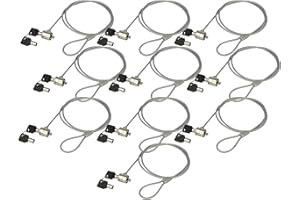 vhbw 10x Câble antivol Kensington pour Ordinateur Portable, Notebook - Verrou de sécurité avec clés, 1,2 m