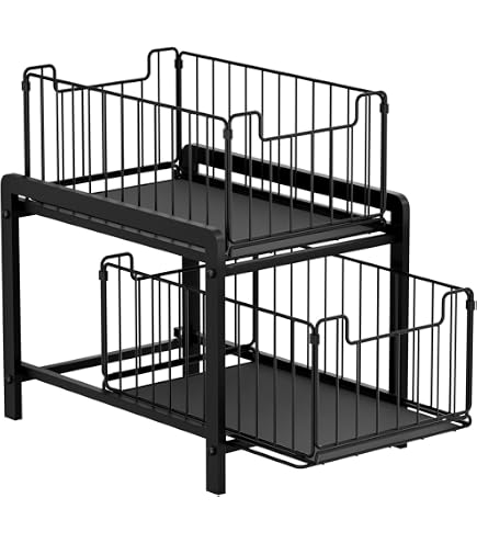 Webetop 2-Tier Under Sink Organizer - Pull Out Sliding Shelf, 14.2"L X 10.6"W X 11"H, No Tools Required