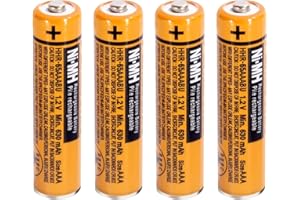 KRIPOL Pila Ricaricabile AAA HHR-65AAABU per Panasonic, Ni-MH Batterie Ricaricabili 1,2V 630mAh per telefoni cordless, Confezione da 4