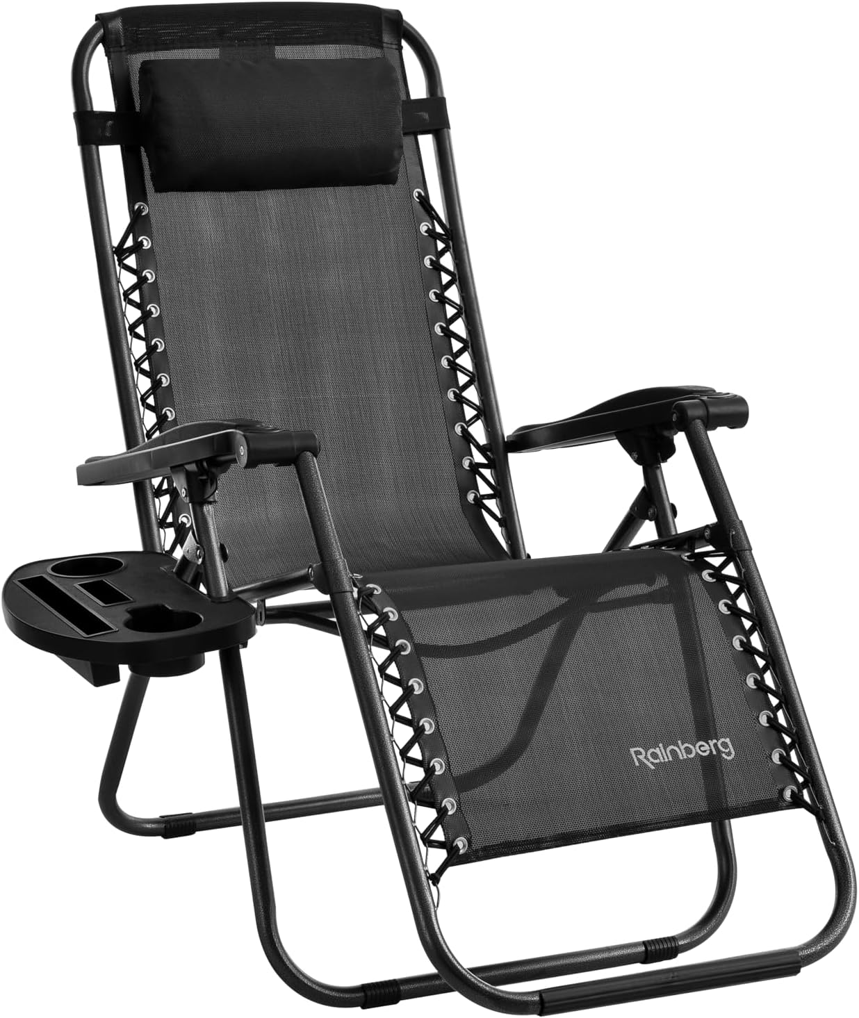 Rainberg Zero Gravity Lounger Chair, Outdoor & Garden Sunloungers, Folding Reclining Patio Chair, Cup Holder, Soft Cushion and Headrest for Poolside, Camping, Coffee (Recliner Chair)