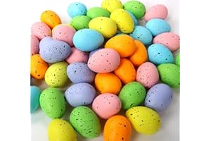 Yhjxly 50 huevos de Pascua decorativos de plástico, 4 x 3 cm, decoración de huevos de Pascua, manualidades para decoración y regalo, decoración de Pascua
