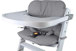Tinydo® Universal Hochstuhl-Sitzkissen optimal für Timba Safety 1st. und alle gängigen Treppenhochstühle - 2teilg. Set mit Memory-Schaum Sitzverkleinerer-Auflage für Babystühle rutschfest (Hellgrau)