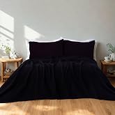 P&Uuml;SK&Uuml;L Battal Boy &Ccedil;ift Kişilik M&uuml;slin Yatak &Ouml;rt&uuml;s&uuml; ve Pike, 4-Katlı, L&uuml;ks | Siyah, Ekstra Geniş 240x260 cm, 100% Pamuk Ultra 