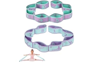 XoeLLe Yoga Stretching Strap, Stretch Band with 8 Loops, Yoga Strap, Shoulder Saver for Beginners and Advanced, Yoga Block Set of 2 for Effective Stretching, Yoga Training, Gymnastics