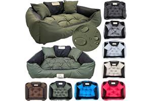 KING DOG Legowisko kojec dla psa kota, Poduszka dla psa, Personalizowane - imię psa, Wodoodporny materiał, Nadaje się do prania, Silikonowe wypełnienie (M 75 x 65 cm, Ciemnozielony)