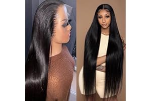 Bele 13x4 Transparent Lace Front Wigs Straight Human Hair 180% Density Brazilian Virgin Straight HD Lace Front Wigs 100% Unprocessed for Black Women Natural Color Pre Plucked with Baby Hair 18inch