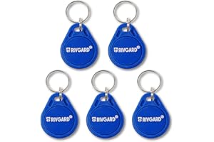 RIVGARD x5 Badges programmables RFID NFC 13,56Mhz 1K, Compatible Android NFC, Mifare Classic Tool (MCT), CUID modifiable, Secteur 0 à 15, Copie badge immeuble, Badge vigik, Badge entrée, Bip d'accès