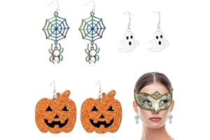 XPOOP 3 Paires Boucles D'oreilles Halloween, Accessoires Halloween, Boucles D'oreilles Citrouille Fantôme Araignée pour Femmes, Décorations de Bijoux Fantaisie pour Cadeaux, Fête, Décoration de Sorcières