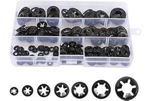 NOUJEN M3-M12-Waschmaschine,280pcs Innenzahn-Stern-Sperren-Waschmaschinen Sortiment set,Sicherungsscheiben Starlock Innenzahn Unterlegscheiben Dichtungsringwerkzeug für Rasenmäher, Waschmaschine