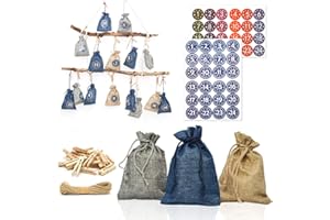 DuneDesign Calendario dell'Avvento da Riempire - 24 Sacchetti Regalo - Decorazione Natale Fai da Te
