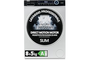 Haier I-Pro Serie 7 Lavasciuga Slim 8+5 Kg, Libera Installazione, Carica Frontale, 59,5 x 56 x 85 cm, 1400 Giri, Classe A/D, Trattamento Antibatterico, Rilevamento Carico, Bianca - HWD80-B14979