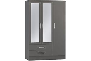 Seconique Nevada 3 Door 2 Drawer Wardrobe in 3D Effect Grey