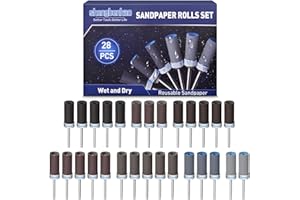 SHENGBENHAO Sanding Drums Sandpaper Sticks Set for Rotary Tools, 180/240/320/600/1000/1500/2000 Grits Different Meet More Needs for Metal Rust Removal/Stone Grinding/Jade Polishing-Sanding Bits Tool Accessories