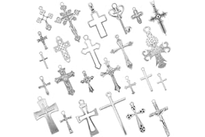 COHEALI Silberkreuz Charm Kreuzperlen 25 Stücke Legierung Schmuck Finden Schmuck Finden für DIY Schmuck Anh?nger Charms Anh?nger für Cross Charm Für Armband Crucifix Charm