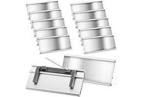 Faccito 10 Portanomi in Alluminio con Fessura per Carta e Spilla, Targhette Anodizzato di Metallo Trasparente Targa per Nome Identificativo per Abbigliamento, 72 x 32 mm, Argento