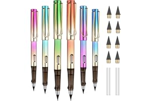 OFFCUP 6 PCS Inkless Pencil, Infinity Pencil with 6pcs Replacement Nibs and 2pcs Eraser, Reusable Everlasting Pencils, No Sharpen Pencils for Writing, Drawing, Drafting, Back to School Gift