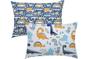 AISAWATE Federa per cuscino per bambini, 40 x 60 cm, confezione da 2 federe in cotone biologico, per passeggino, con chiusura a busta